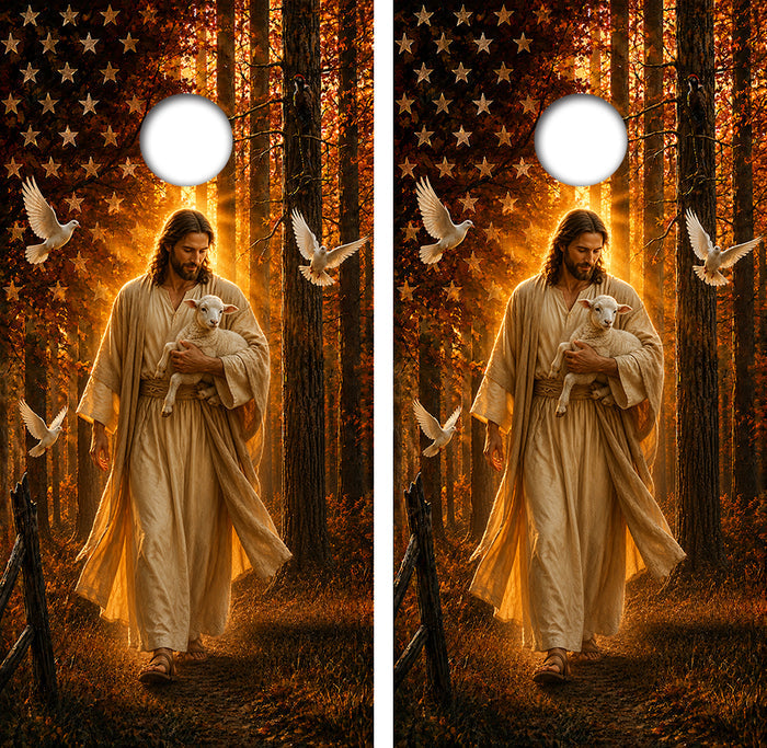 Jesus Lambs Cornhole Design