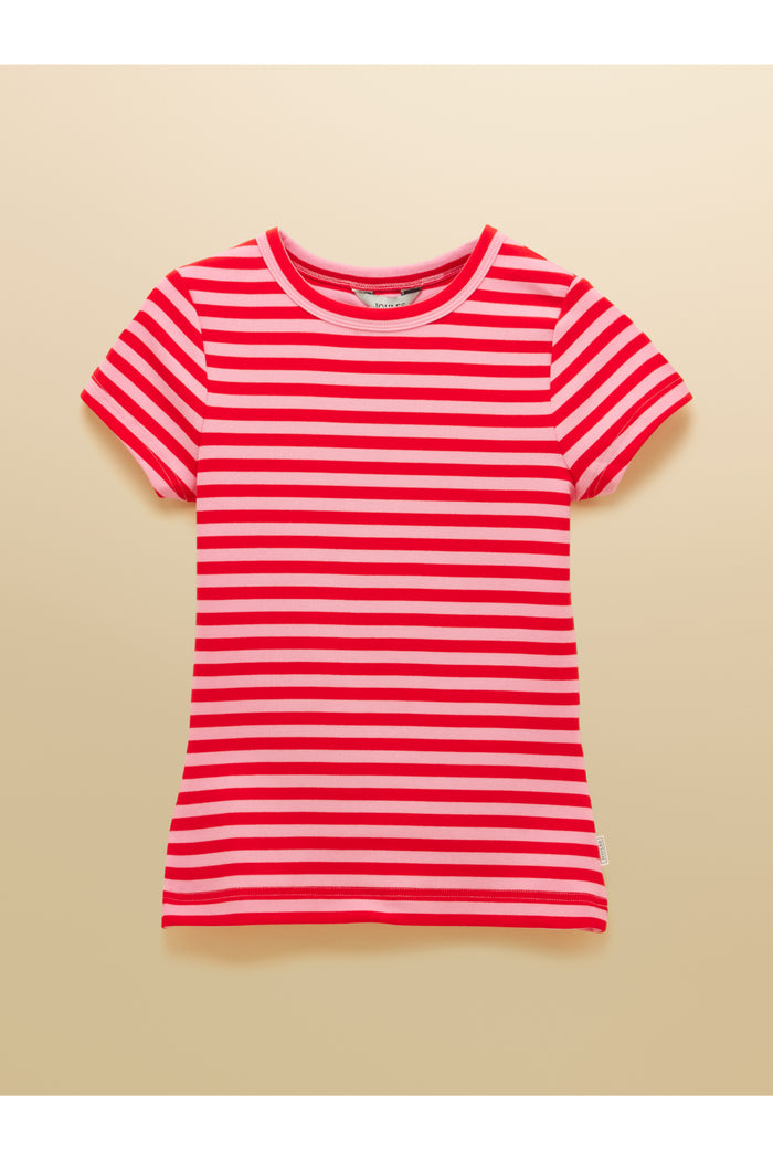 Joules H18088 Sophie Ribbed T-Shirt – Pink / Red Stripe by Joules, shop the Joules collection at Dotique online store