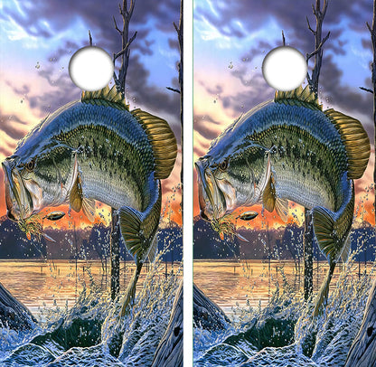 Jumping Bass Fishing Cornhole Boar Cornhole Design