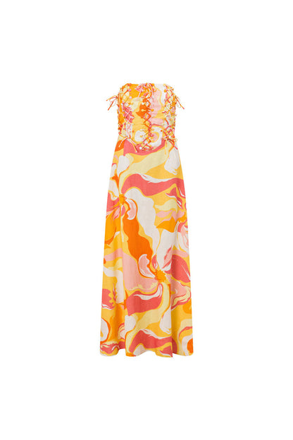 Kahlo Strapless Midi Dress - Calista Sunset