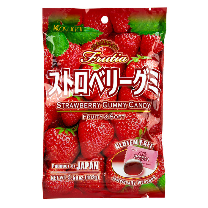 Kasugai Frutia Strawberry Gummy Candy Peg Bag - 24 Count