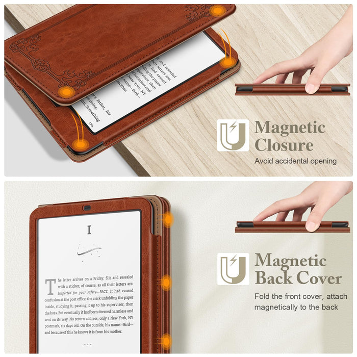 Kindle Paperwhite/Kindle Colorsoft 7" (12th Gen, 2024) Vegan Leather Sleeve Case with Stand and Handstrap | Fintie