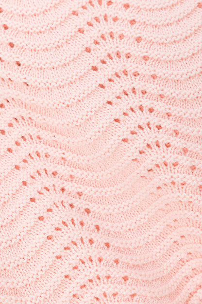 Blush Pink Wave Knit Short Sleeve Leah T Shirt Top
