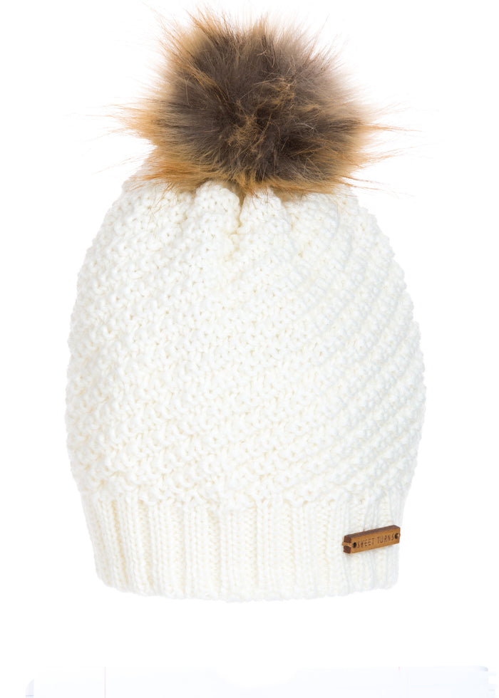 Lexington Beanie in Ivory - Sweet Turns