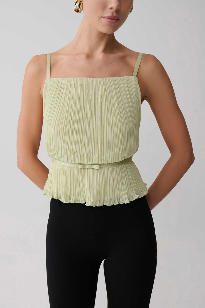 Lilou Pleated Sleeveless Top - Sage