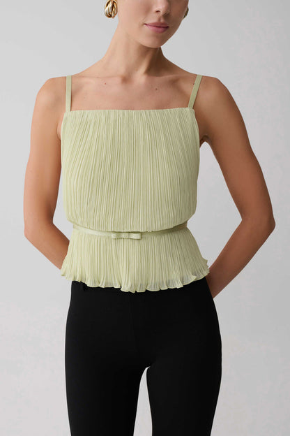 Lilou Pleated Sleeveless Top - Sage