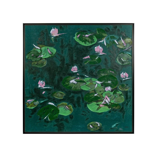 Lily's Pond Framed Textured Print 120x120cm