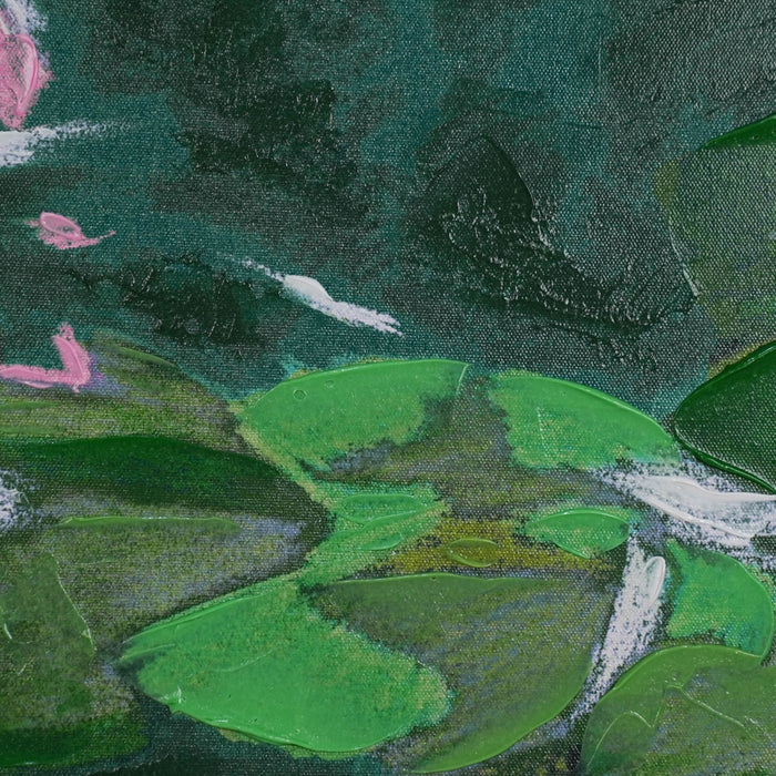 Lily's Pond Framed Textured Print 120x120cm