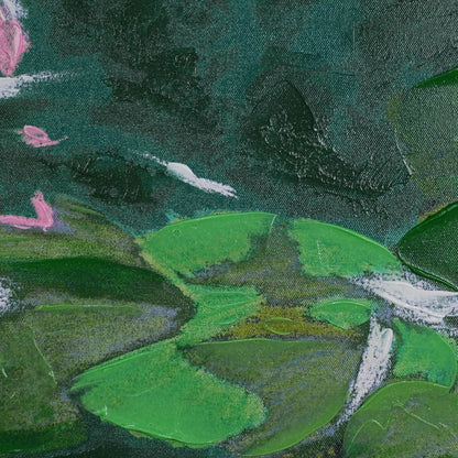 Lily's Pond Framed Textured Print 120x120cm