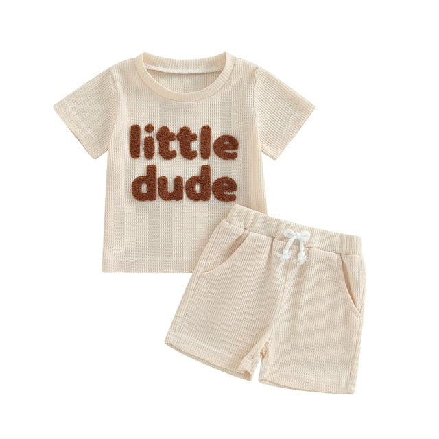 LITTLE DUDE Waffle Knit Outfit