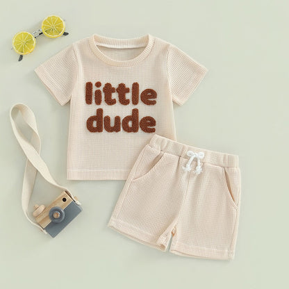 LITTLE DUDE Waffle Knit Outfit