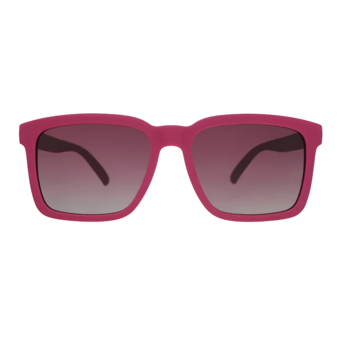 Great sunglasses for kids (~7 years &amp; up) and adults.

POLARIZED: Glare reducing, polarized lenses with UV400 protection against UVA/UVB rays
NO Slip: Special grip coating eliminates slippage while sweating
NO Bounce: Snug and lightweight frame with a comfortable fit to prevent bouncing during high-impact sports
Goodr is also a Member of 1% for the Planet