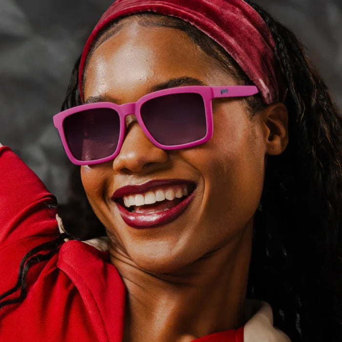 Great sunglasses for kids (~7 years &amp; up) and adults.

POLARIZED: Glare reducing, polarized lenses with UV400 protection against UVA/UVB rays
NO Slip: Special grip coating eliminates slippage while sweating
NO Bounce: Snug and lightweight frame with a comfortable fit to prevent bouncing during high-impact sports
Goodr is also a Member of 1% for the Planet