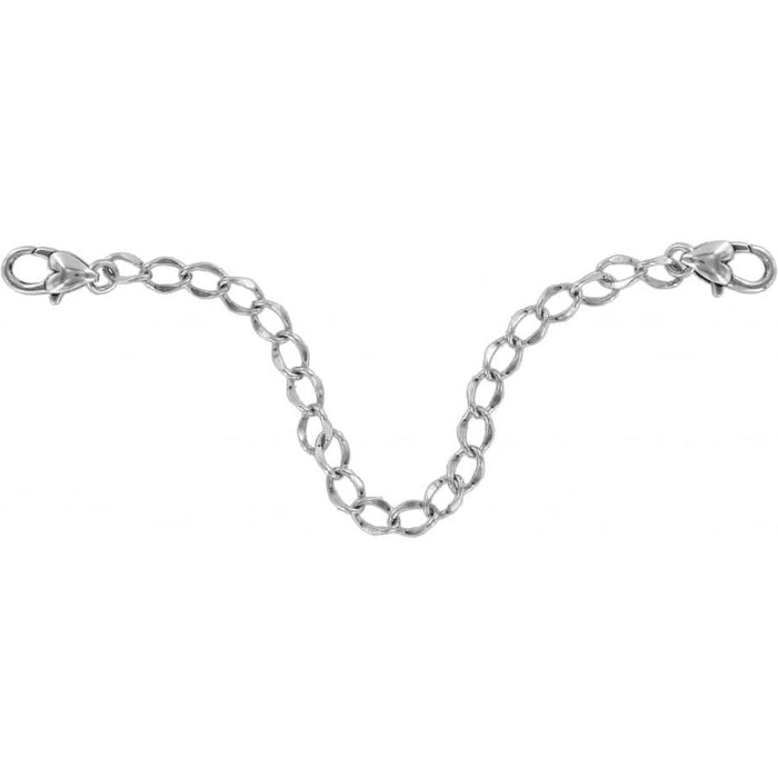 Brighton silver-plated extender chain with lobster clasps on both ends on a white background