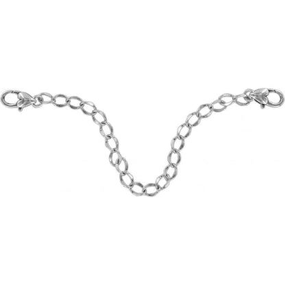 Brighton silver-plated extender chain with lobster clasps on both ends on a white background
