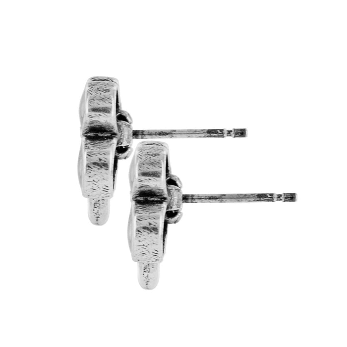 Brighton stud earrings shown from the side with silver-plated textured posts and backings on a white background