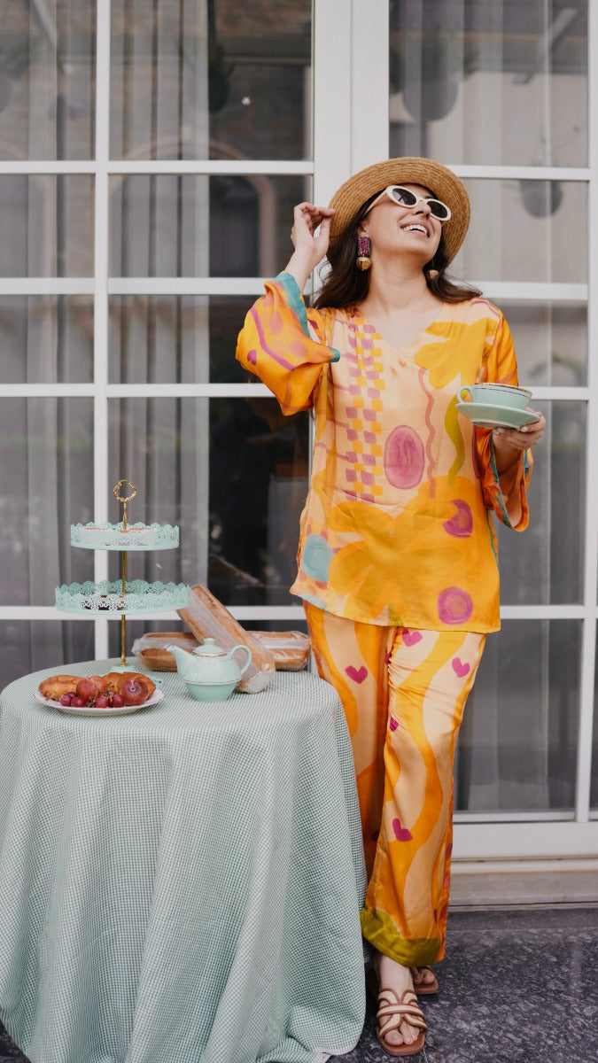 Love Drunk Drowsy Orange Co-ord Set