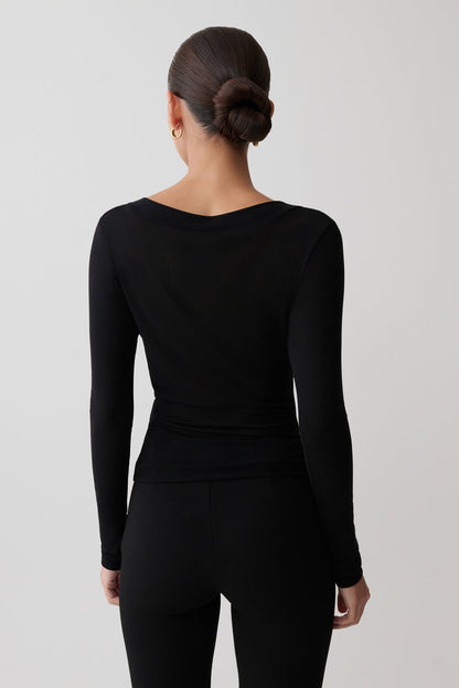 Lumi Long Sleeve Mesh Top - Black