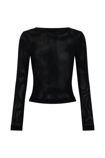 Lumi Long Sleeve Mesh Top - Black