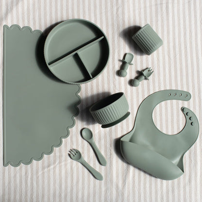 Mabel & Fox - Complete Silicone Tableware Set - Sage (7 Pcs) - Mabel & Fox