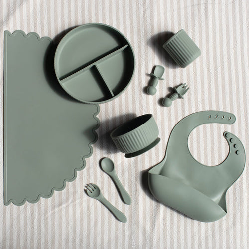 Mabel & Fox - Complete Silicone Tableware Set - Sage (7 Pcs) - Mabel & Fox