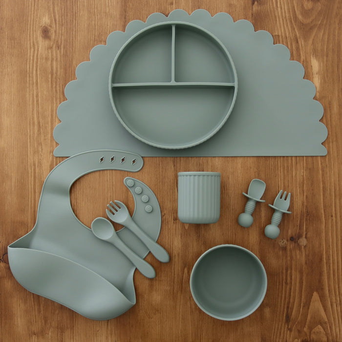Mabel & Fox - Complete Silicone Tableware Set - Sage (7 Pcs) - Mabel & Fox