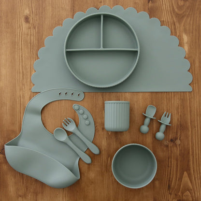 Mabel & Fox - Complete Silicone Tableware Set - Sage (7 Pcs) - Mabel & Fox