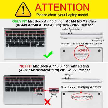 MacBook Air 13.6" M5/M4/M3/M2 Chip (2026/2025/2024/2022) Slim Matte Case | Fintie