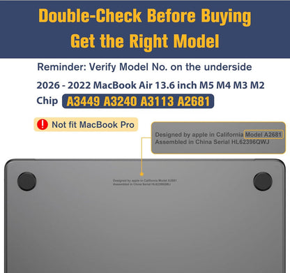MacBook Air 13.6" M5/M4/M3/M2 Chip (2026/2025/2024/2022) Slim Matte Case | Fintie