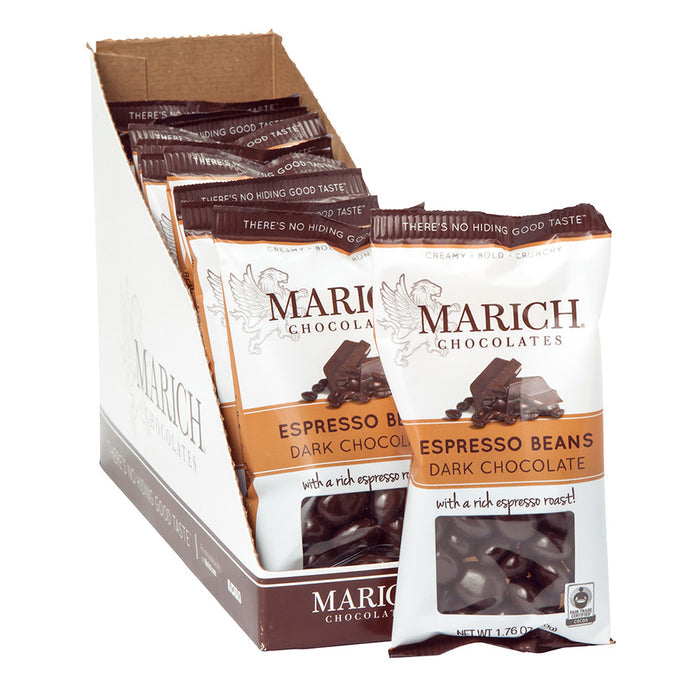Marich Dark Chocolate Espresso Bean Candy Bags - 12 Count