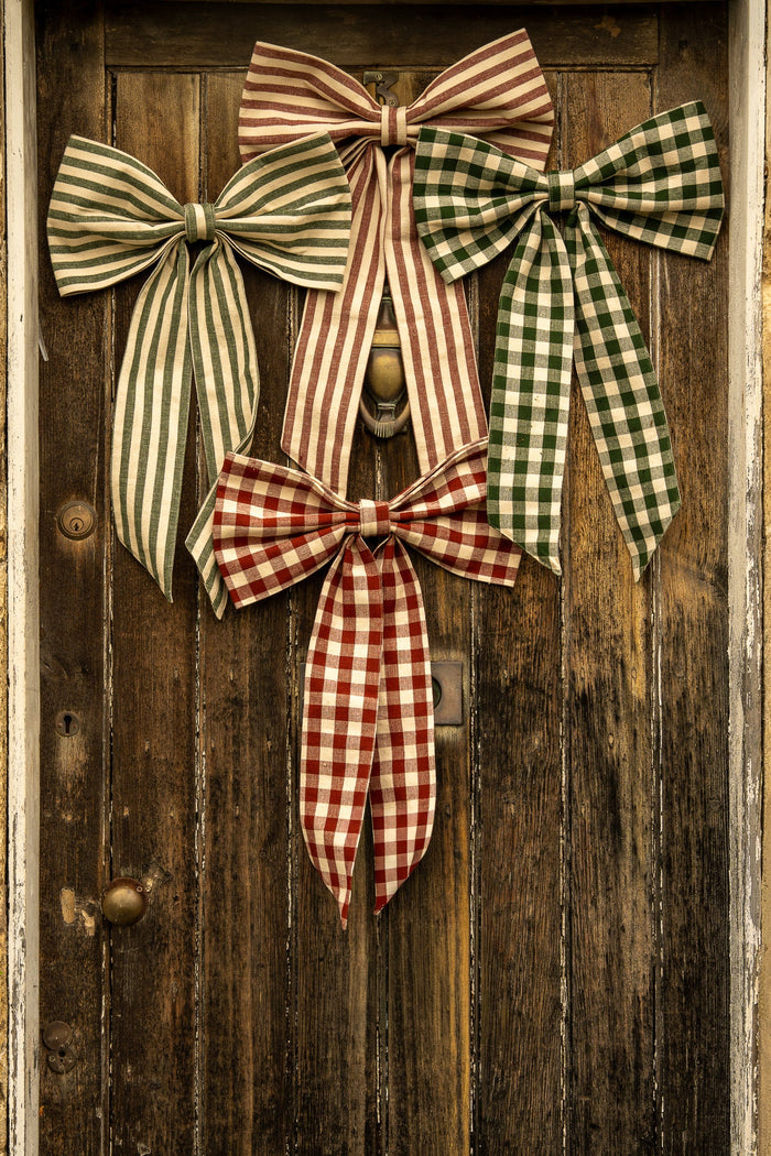 MeanWhile - Large Stripe Bow - Winter Berry - Mabel & Fox