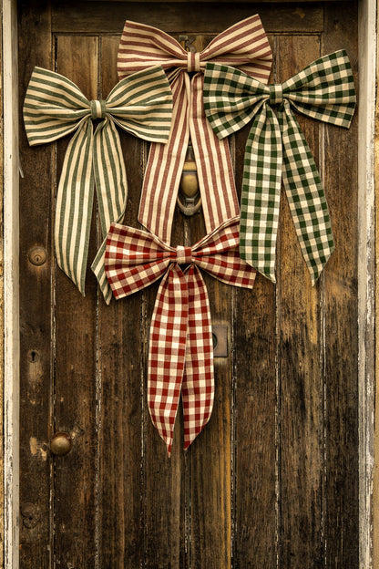 MeanWhile - Large Stripe Bow - Winter Berry - Mabel & Fox