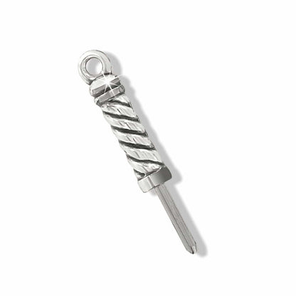 Brighton screwdriver charm with silver-plated twisted rope handle and small loop for attachment on a white background