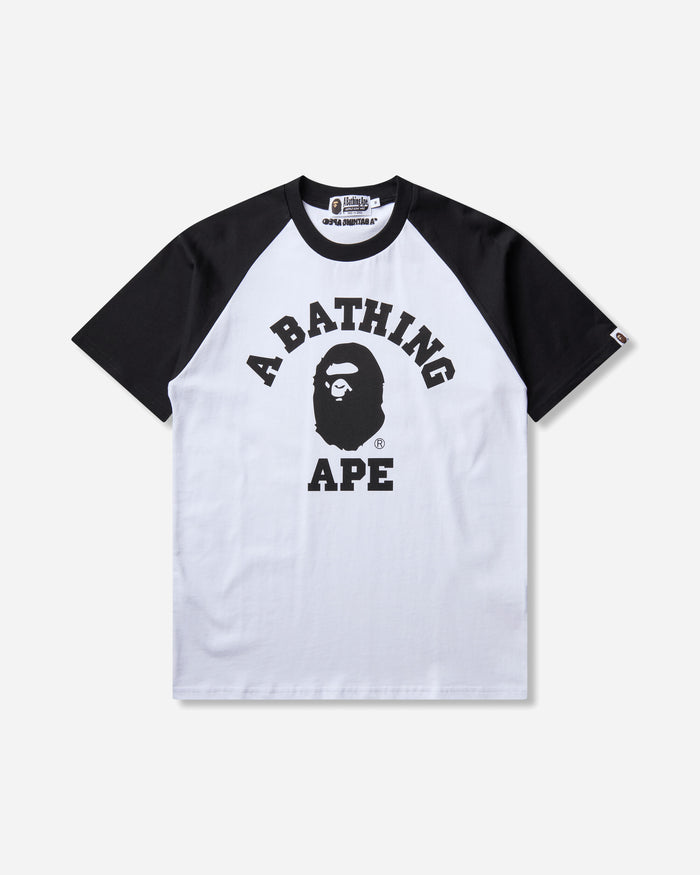 A Bathing Ape College Raglan Relaxed Fit Tee Black T-Shirts Shortsleeve 1M80109306 BKX