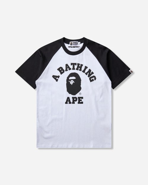 A Bathing Ape College Raglan Relaxed Fit Tee Black T-Shirts Shortsleeve 1M80109306 BKX
