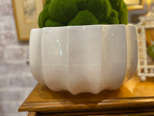 Mid-Century Style Large Scalloped Ceramic Bowl.