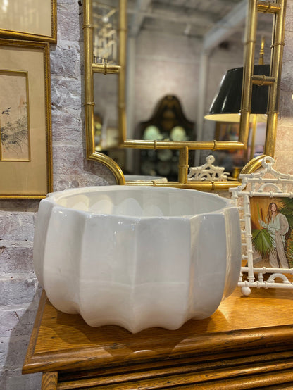 Mid-Century Style Large Scalloped Ceramic Bowl.