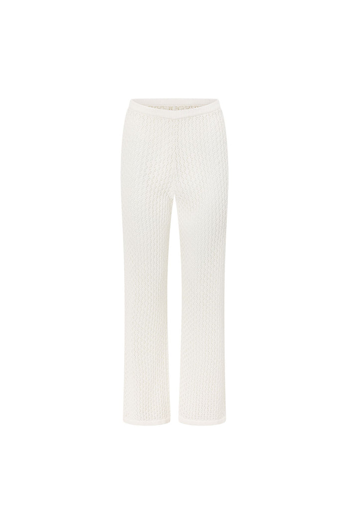 White Crochet Knit high Waist Milana Pants