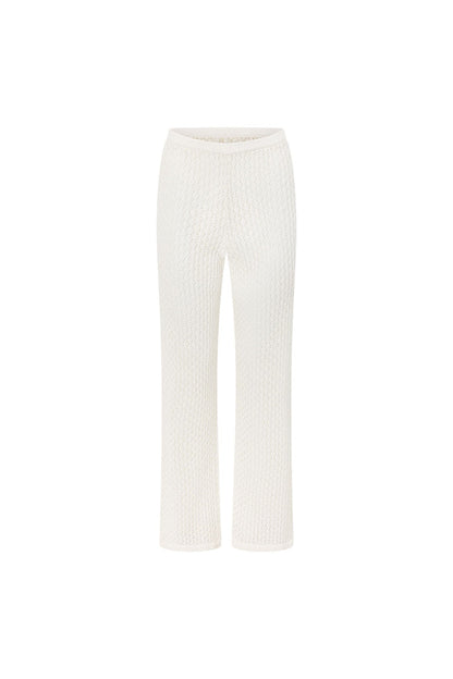 White Crochet Knit high Waist Milana Pants