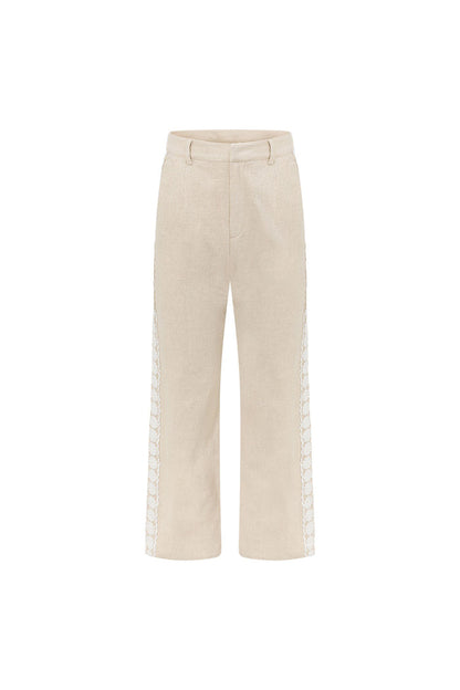 Beige Vintage Lace Detail Millie Pants