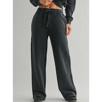Mineral Wash Luxe Wide-Leg Sweatpants