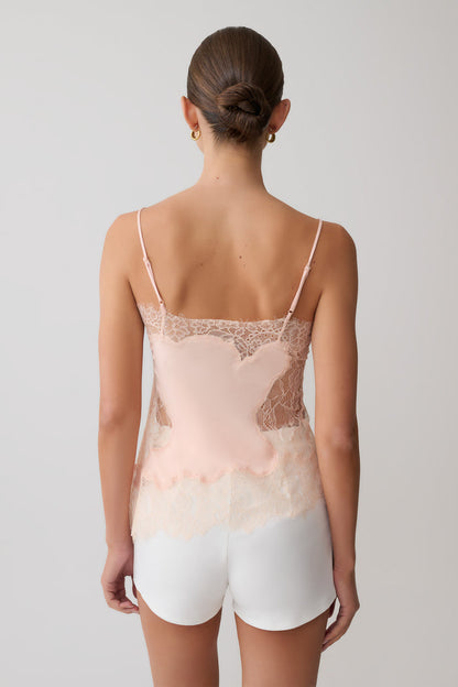 Miriam Satin & Lace Camisole - Peach
