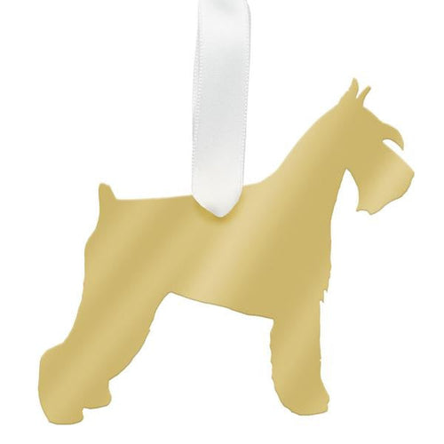 Moon & Lola Mirrored Gold Ornament - Miniature Schnauzer.