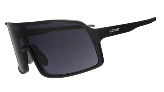 Black sunglasses 'goodr' brand on a white background