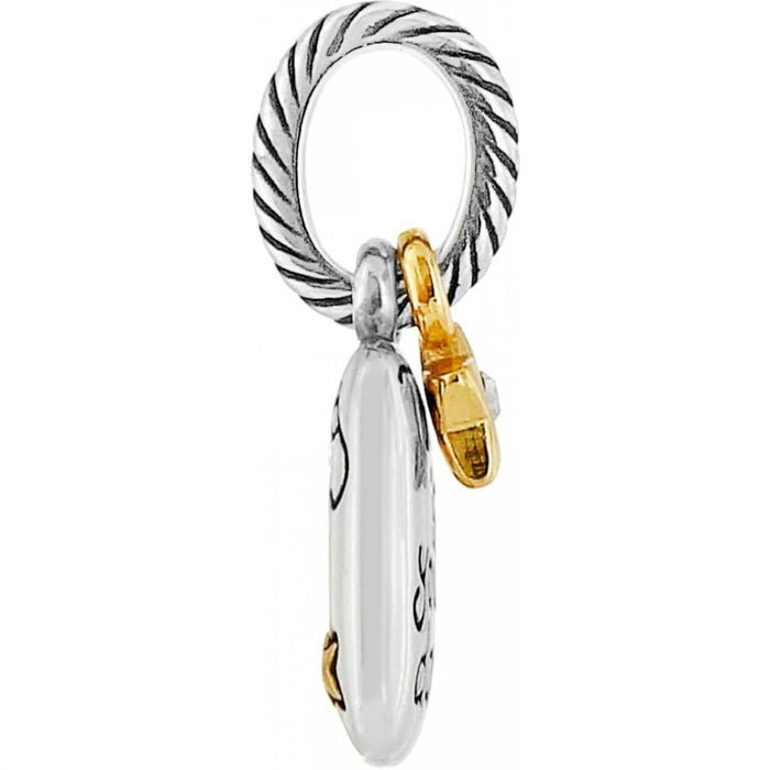 Brighton charm shown from the side with two-tone silver rope-textured ring and gold clip accent on a white background