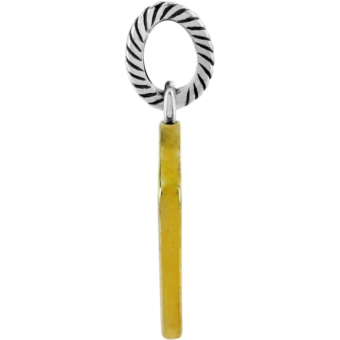 Brighton charm shown from the side with twisted silver-tone ring and elongated gold-tone drop on a white background
