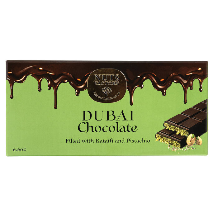 Nuts Factory Dubai Chocolate Milk Chocolate Pistachio Candy Bars - 12 Count