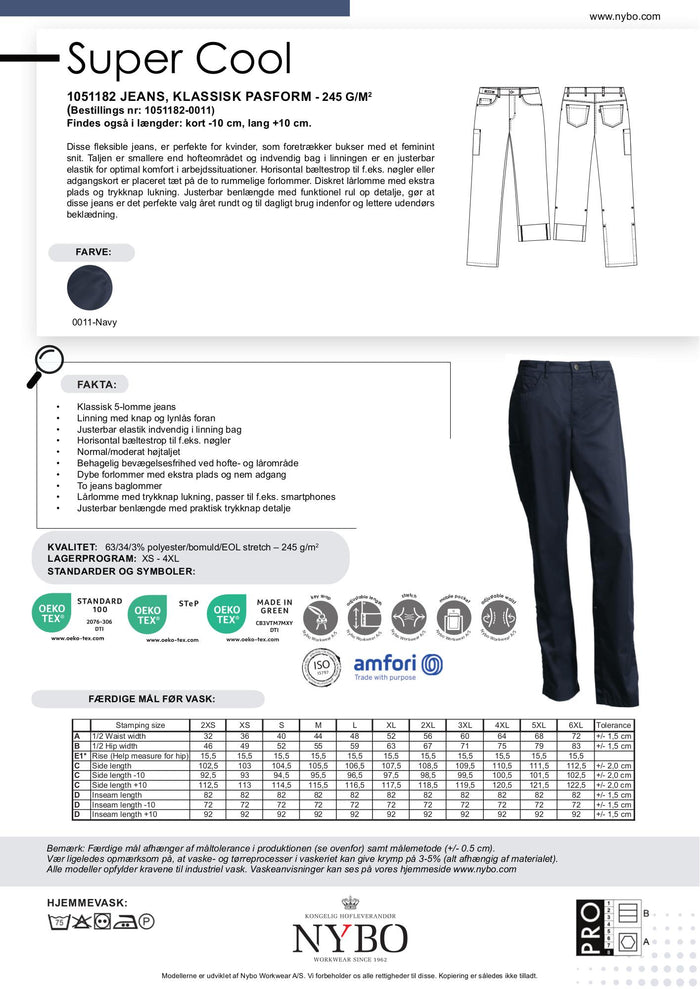 Nybo Navy Dame Super Cool Jeans, Klassisk passform