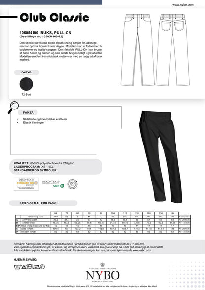 Nybo Svarta Unisex Club-Classic Byxor, Pull-on med resår i midjan, komfort
