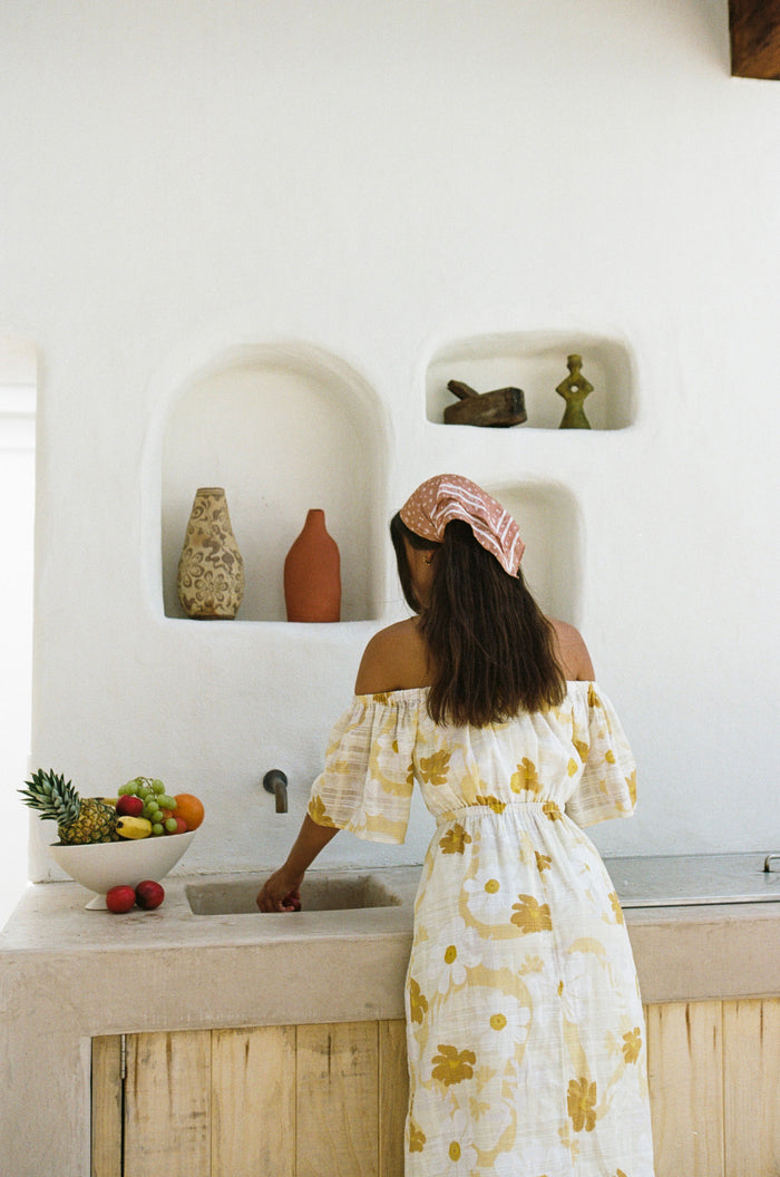 Off Shoulder Nalu Midi Dress - Yellow